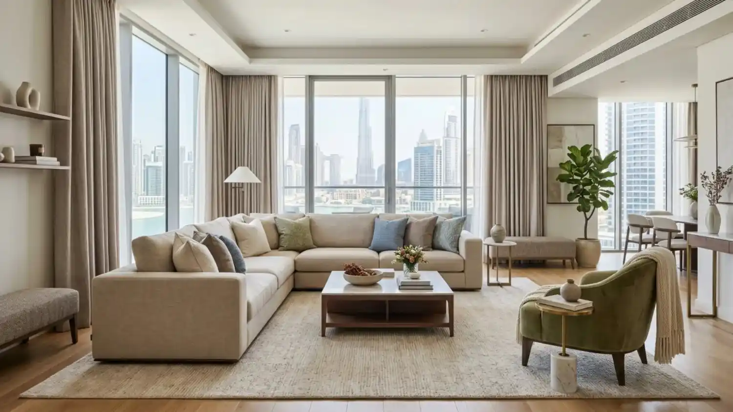 Custom sofa upholstery in living room dubai.