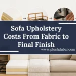 Sofa upholstery costs guide diagram showing fabric options.